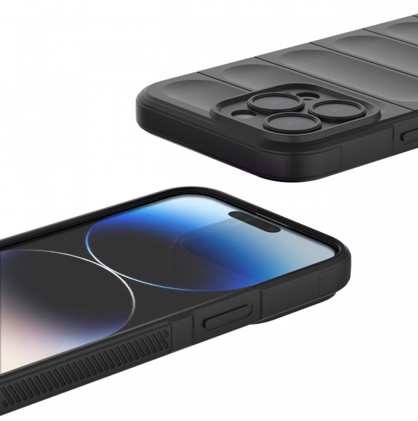 Magic Shield Case-fodral för iPhone 14 Pro Max flexibelt bepansrat mörkblått skal