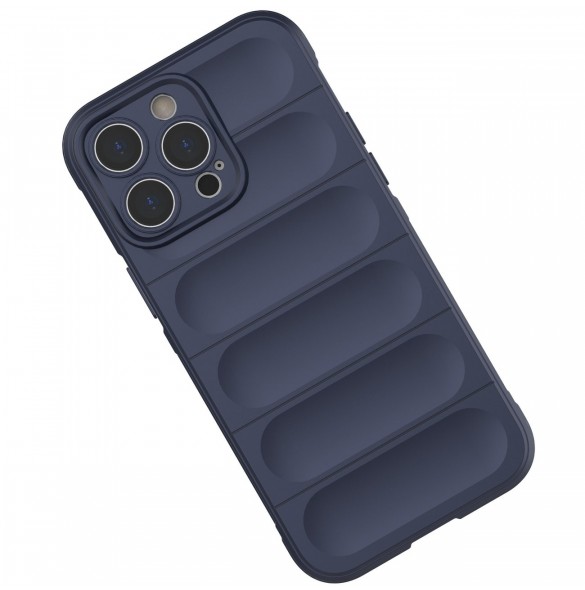 Magic Shield Case-fodral för iPhone 14 Pro Max flexibelt bepansrat mörkblått skal