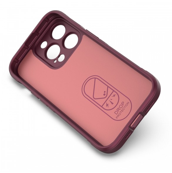 Magic Shield Case-fodral till iPhone 14 Pro elastiskt pansarskal i vinrött