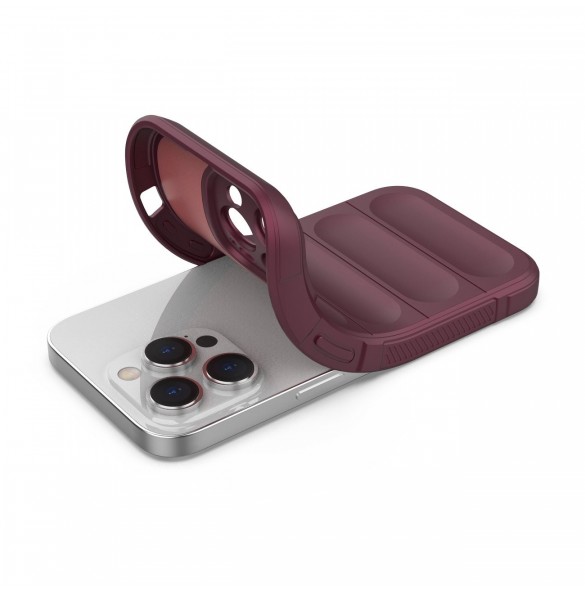 Magic Shield Case-fodral till iPhone 14 Pro elastiskt pansarskal i vinrött