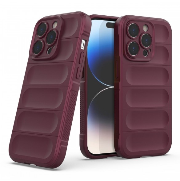 Magic Shield Case-fodral till iPhone 14 Pro elastiskt pansarskal i vinrött