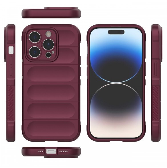 Magic Shield Case-fodral till iPhone 14 Pro elastiskt pansarskal i vinrött