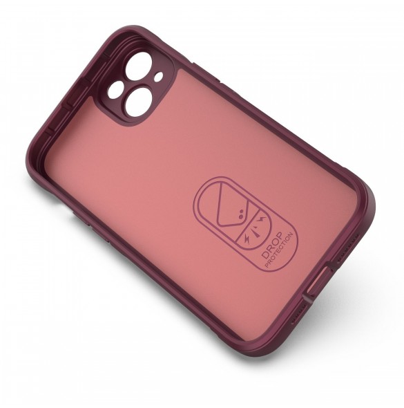 Magic Shield Case fodral för iPhone 14 Plus elastiskt pansarfodral i vinröd