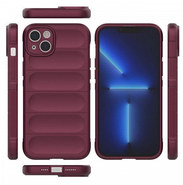 Magic Shield Case fodral för iPhone 14 Plus elastiskt pansarfodral i vinröd