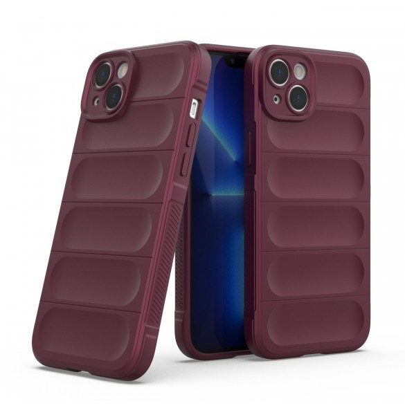 Magic Shield Case fodral för iPhone 14 Plus elastiskt pansarfodral i vinröd