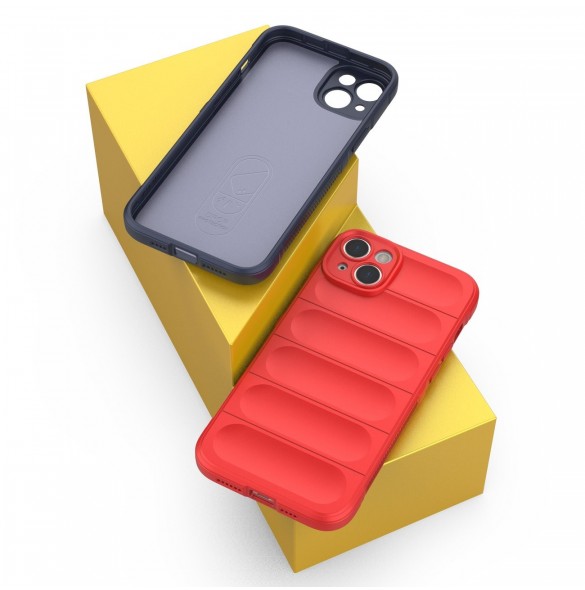 Magic Shield Case fodral för iPhone 14 Plus elastiskt pansarfodral i vinröd