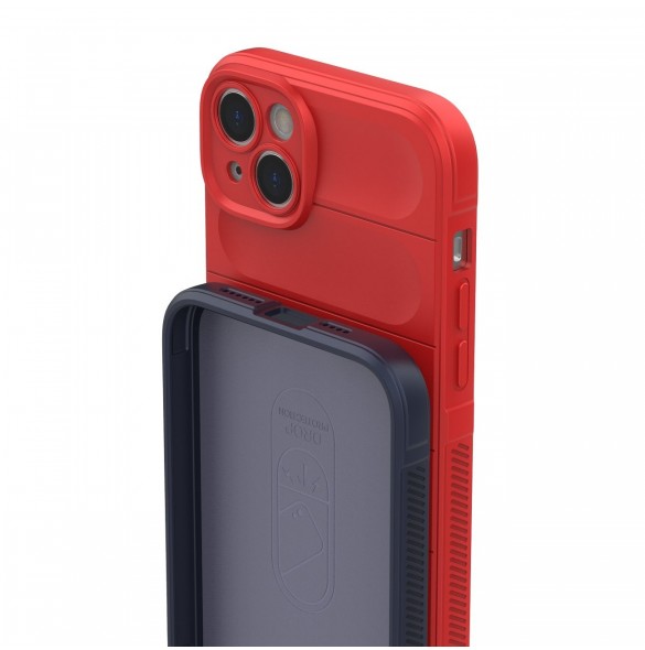 Magic Shield Case fodral för iPhone 14 Plus elastiskt pansarfodral i vinröd