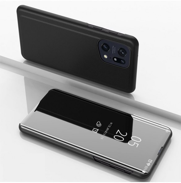 Clear View Case-fodral för Oppo Find X5 Pro-fodral med en svart flik