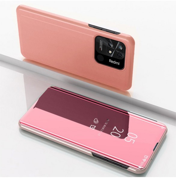 Clear View Case-fodral för Xiaomi Redmi 10C-fodral med en flik rosa