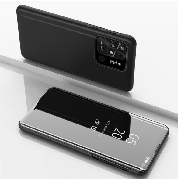 Clear View Case-fodral för Xiaomi Redmi 10C-fodral med en flik svart