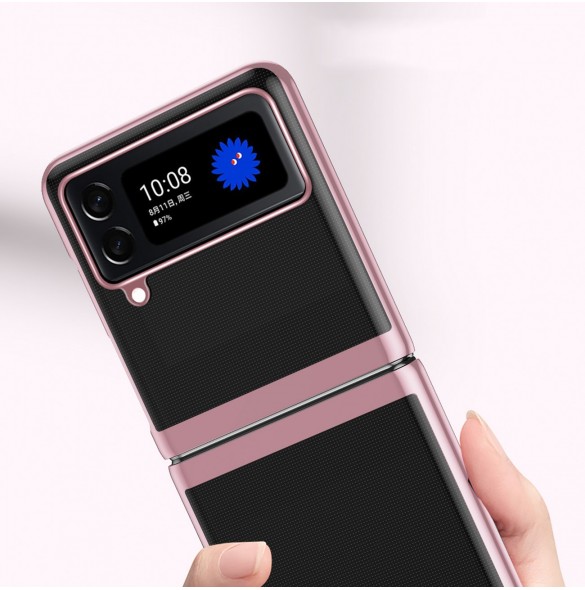 Plätering Fodral för Samsung Galaxy Z Flip 4 skal med en metallisk ram lila