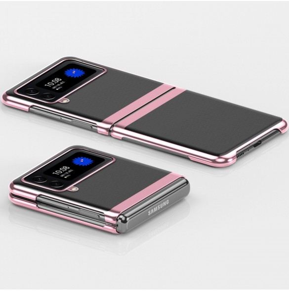 Plätering Fodral för Samsung Galaxy Z Flip 4 skal med en metallisk ram lila