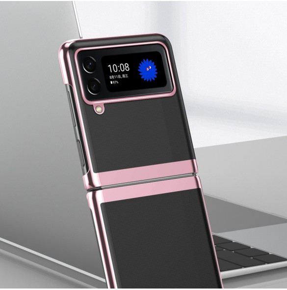 Plätering Fodral för Samsung Galaxy Z Flip 4 skal med en metallisk ram lila
