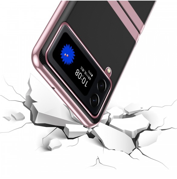 Plätering Fodral för Samsung Galaxy Z Flip 4 skal med en metallisk ram lila