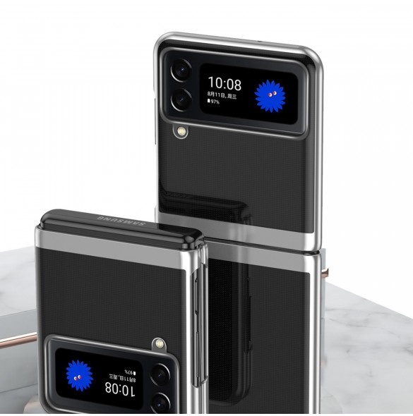 Plätering Fodral för Samsung Galaxy Z Flip 4 skal med en svart metallram