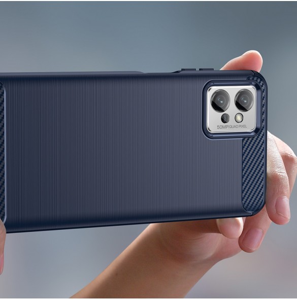 Carbon Case Cover för Xiaomi Redmi Note 11E /Redmi 10 5G / Redmi 10 Prime+ 5G / Poco M4 5G Flexibelt Silikon Carbon Cover Blu