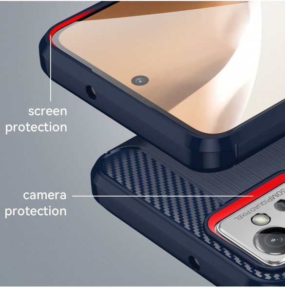 Carbon Case Cover för Xiaomi Redmi Note 11E /Redmi 10 5G / Redmi 10 Prime+ 5G / Poco M4 5G Flexibelt Silikon Carbon Cover Blu
