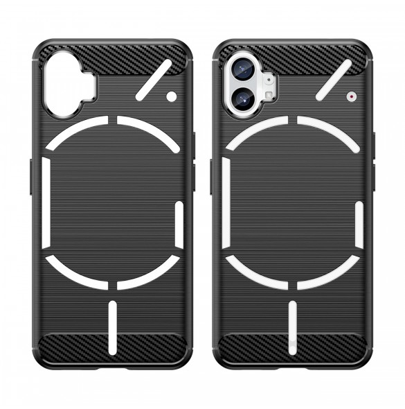 Carbon Case Nothing Telefon 1 flexibel silikon kolfodral svart