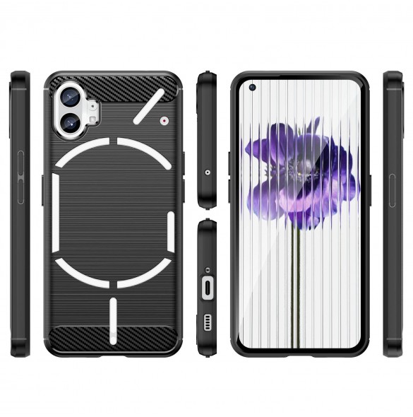 Carbon Case Nothing Telefon 1 flexibel silikon kolfodral svart