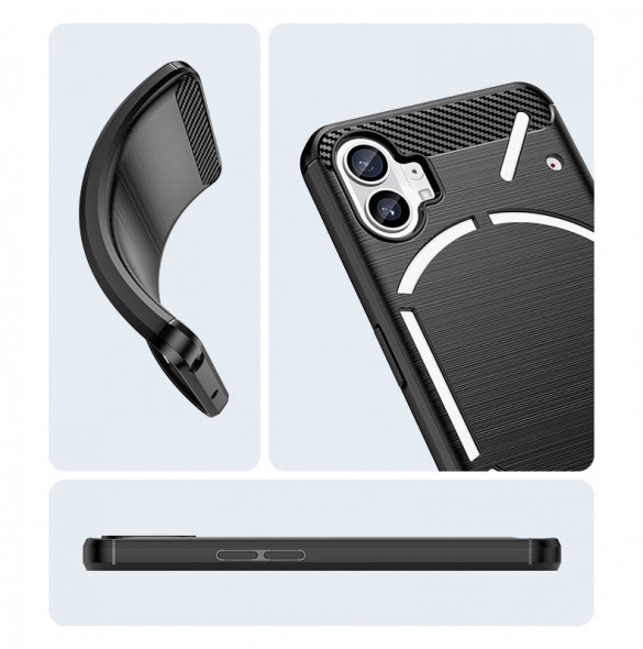Carbon Case Nothing Telefon 1 flexibel silikon kolfodral svart