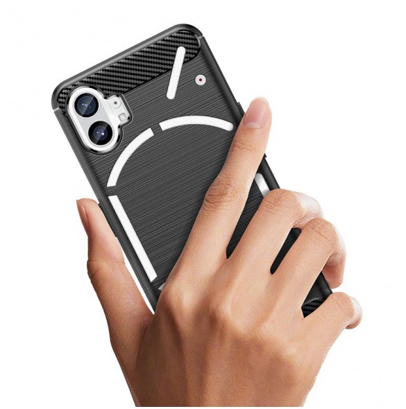 Carbon Case Nothing Telefon 1 flexibel silikon kolfodral svart
