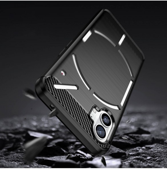 Carbon Case Nothing Telefon 1 flexibel silikon kolfodral svart