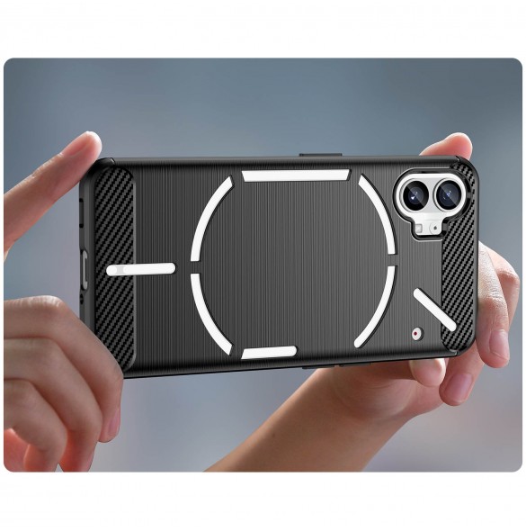 Carbon Case Nothing Telefon 1 flexibel silikon kolfodral svart