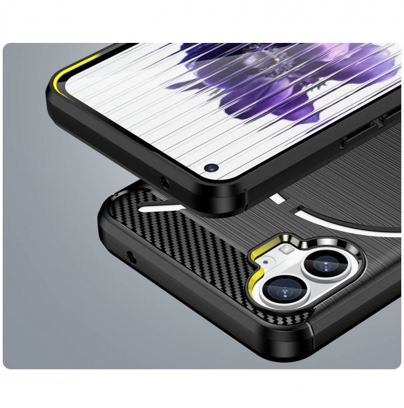 Carbon Case Nothing Telefon 1 flexibel silikon kolfodral svart