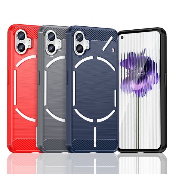 Carbon Case Nothing Telefon 1 flexibel silikon kolfodral svart