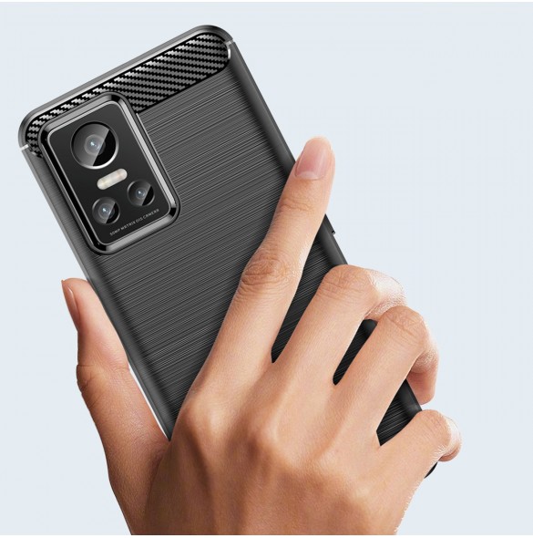 Carbon Case-fodral för Realme GT Neo 3 flexibelt silikon kolfodral svart