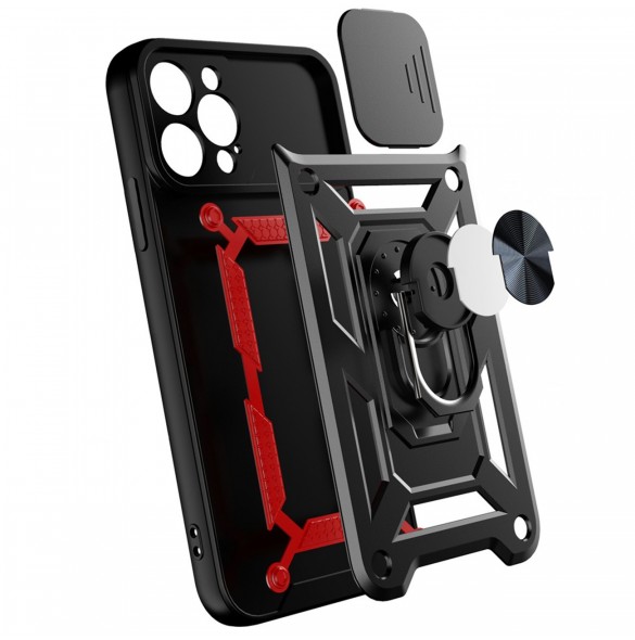 Hybrid Armor Camshield-fodral till iPhone 14 Pro pansarfodral med kamerafodral svart