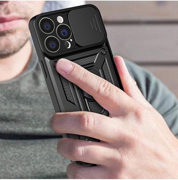 Hybrid Armour Camshield-fodral för iPhone 13 pansarfodral med kamerafodral blått