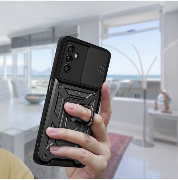 Hybrid Armor Camshield fodral till Samsung Galaxy A13 5G pansarfodral med kamerafodral svart