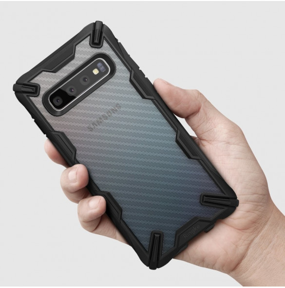 Svart och väldigt snyggt skydd till Samsung Galaxy S10 Plus.