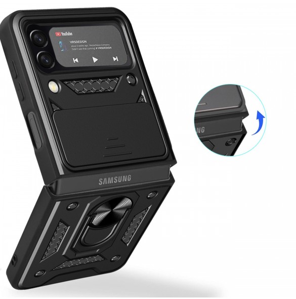 Hybrid Armor Camshield fodral till Samsung Galaxy Z Flip 4 pansarfodral med kamerafodral svart