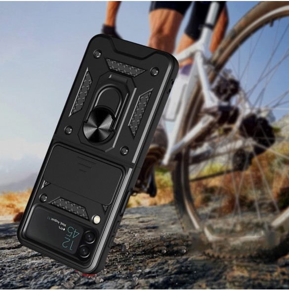 Hybrid Armor Camshield fodral till Samsung Galaxy Z Flip 4 pansarfodral med kamerafodral svart