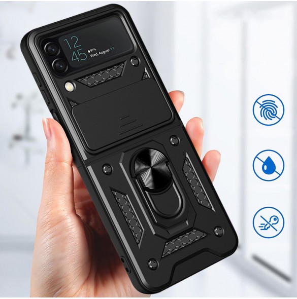 Hybrid Armor Camshield fodral till Samsung Galaxy Z Flip 4 pansarfodral med kamerafodral svart