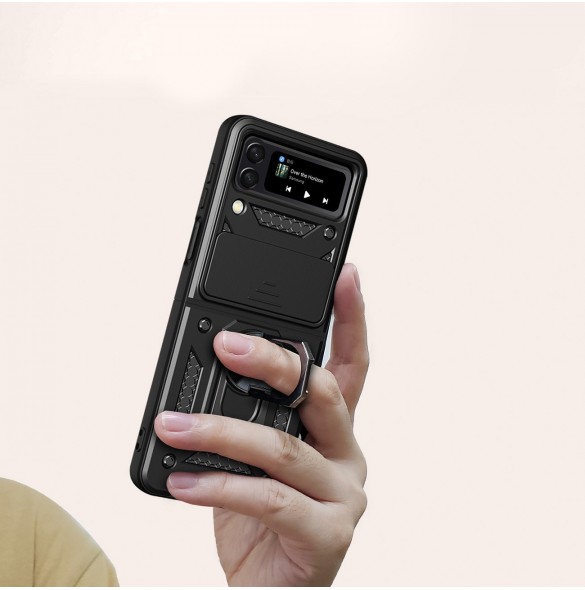 Hybrid Armor Camshield fodral till Samsung Galaxy Z Flip 4 pansarfodral med kamerafodral svart