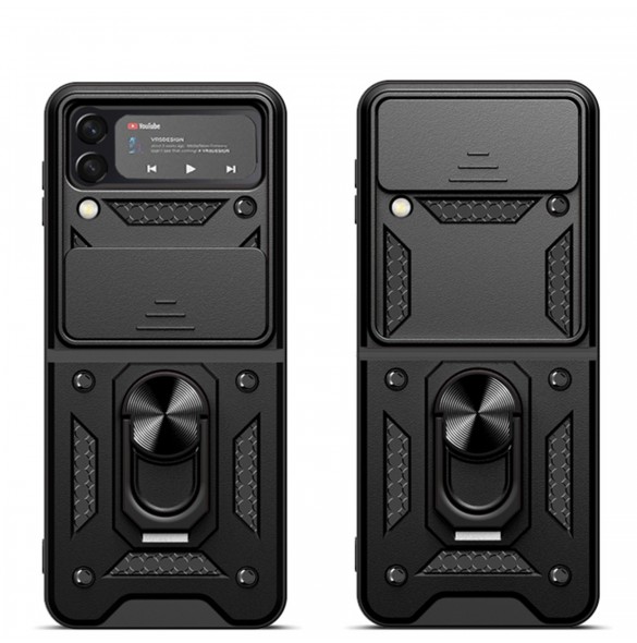 Hybrid Armor Camshield fodral till Samsung Galaxy Z Flip 4 pansarfodral med kamerafodral svart