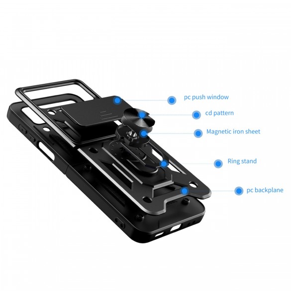 Hybrid Armor Camshield fodral till Samsung Galaxy Z Flip 4 pansarfodral med kamerafodral svart