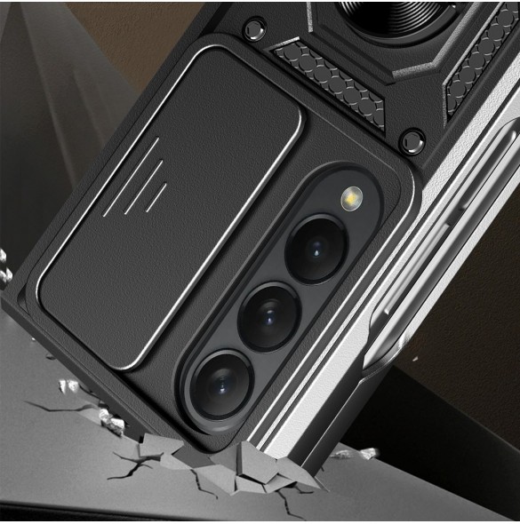 Hybrid Armor Camshield fodral till Samsung Galaxy Z Fold 4 pansarfodral med kamerafodral svart