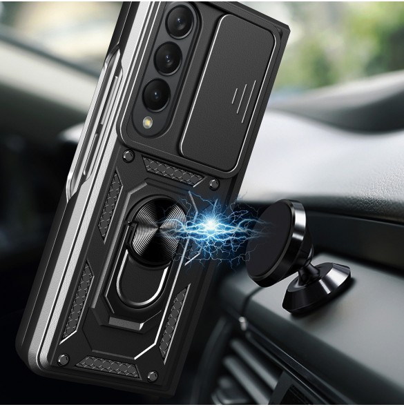 Hybrid Armor Camshield fodral till Samsung Galaxy Z Fold 4 pansarfodral med kamerafodral svart