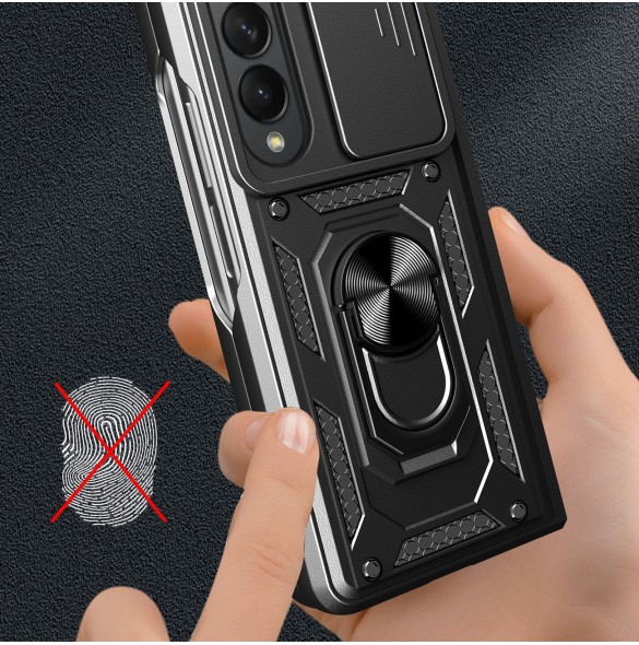 Hybrid Armor Camshield fodral till Samsung Galaxy Z Fold 4 pansarfodral med kamerafodral svart