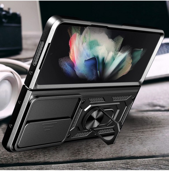 Hybrid Armor Camshield fodral till Samsung Galaxy Z Fold 4 pansarfodral med kamerafodral svart