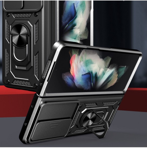 Hybrid Armor Camshield fodral till Samsung Galaxy Z Fold 4 pansarfodral med kamerafodral svart