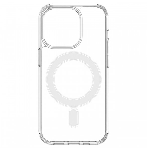 Klart magnetiskt fodral med MagSafe för iPhone 14 Pro med silverring - genomskinlig