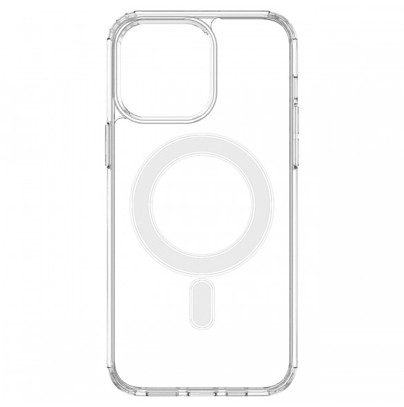 Klart magnetiskt fodral med MagSafe för iPhone 14 Pro Max med silverring - genomskinlig
