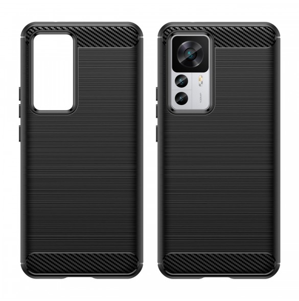 Carbon Case fodral för Xiaomi 12T Pro / Xiaomi 12T flexibelt silikon kolfodral svart