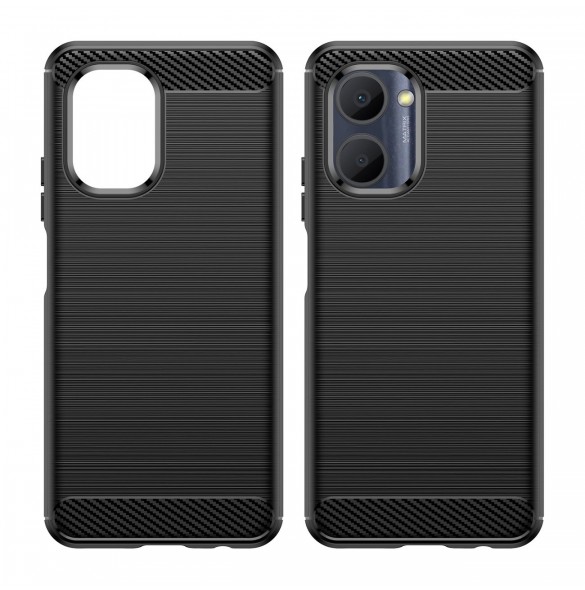 Carbon Case väska för Realme C33 flexibel silikon kolfodral svart