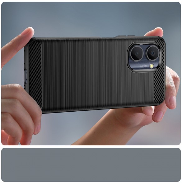 Carbon Case väska för Realme C33 flexibel silikon kolfodral svart